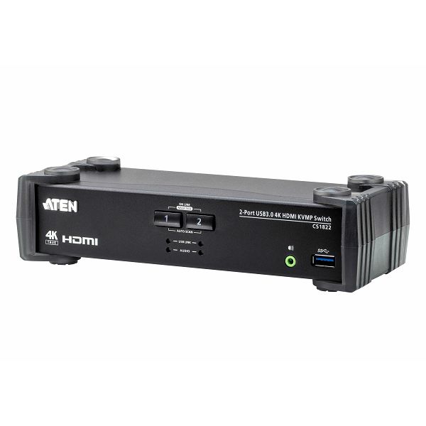 2-Port USB 3.0 4K HDMI KVMP™ Switch with Audio Mixer Mode